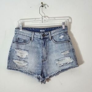 BDG Urban Outfitters High Rise Dree Cheeky Distressed Cut-off Shorts Size:28